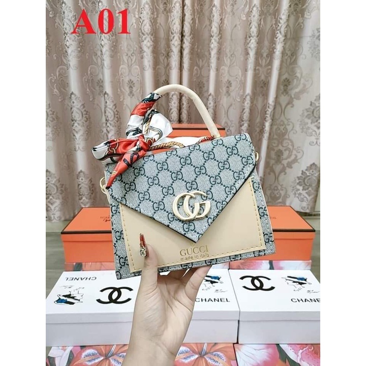 Túi xách nữ đeo chéo, đeo vai tặng kèm khăn có quai sách thanh lịch sang trọng