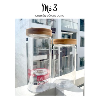 Lọ thủy tinh nắp gỗ tre đựng gia vị đựng ngũ cốc cao cấp 1200ml 1400ml