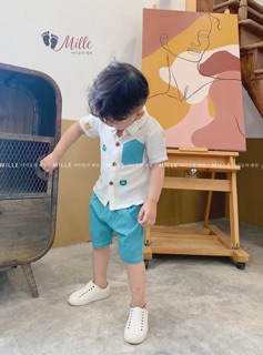 Bộ cộc sơ mi bé trai