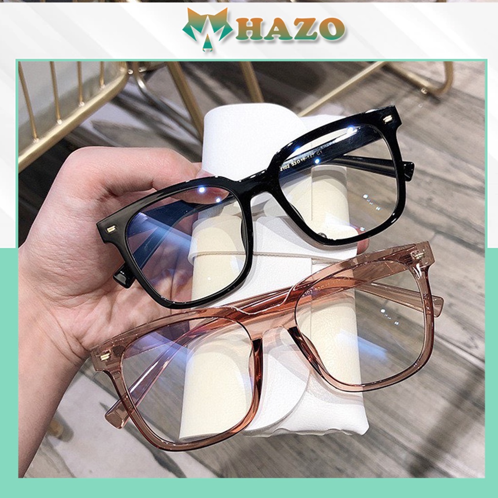 Mắt Kính Giả Cận Form Vuông Vạch Kép 442 Retro Siêu Hot - Hazo