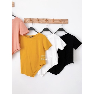 áo thun nữ cộc tay vạt chéo nhiều màu chất zip cotton