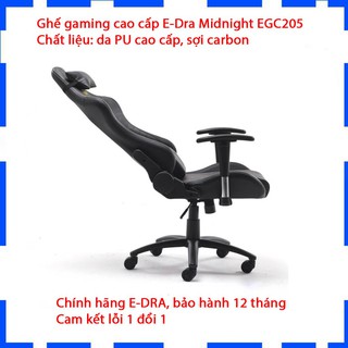 Ghế gaming e-dra midnight egc205 - ghế chơi game cao cấp - chất liệu: da pu cao cấp, sợi carbon - bảo hành 12 tháng