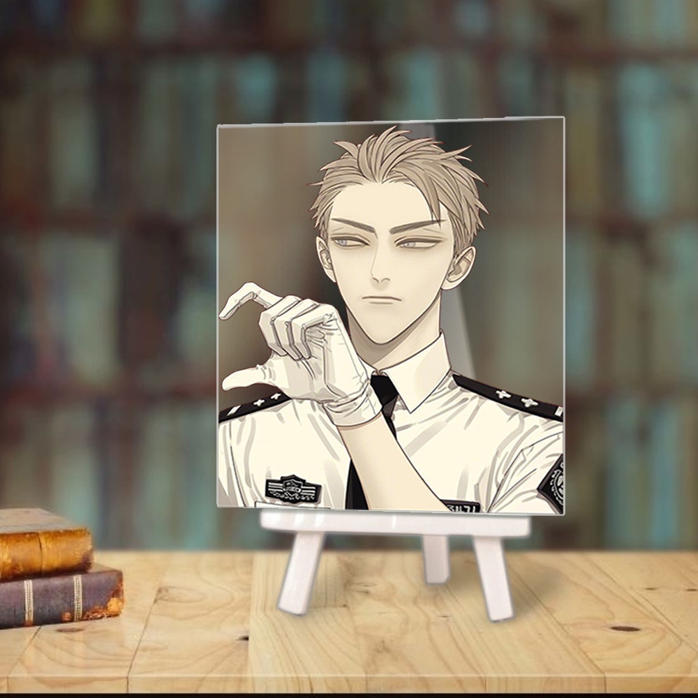 Tranh kính 19 DAYS manhua anime chibi acrylic mica trong trưng bày trang trí góc học tập giá gỗ