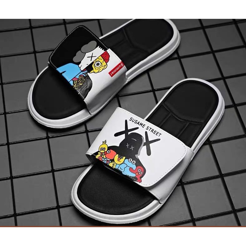 Dép Đôi Nam Nữ unisex Kaws x Susame Street, Dép Nam Susame Street, Dép Nữ Susame Quai Ngang cao cấp đi êm chân cực bền