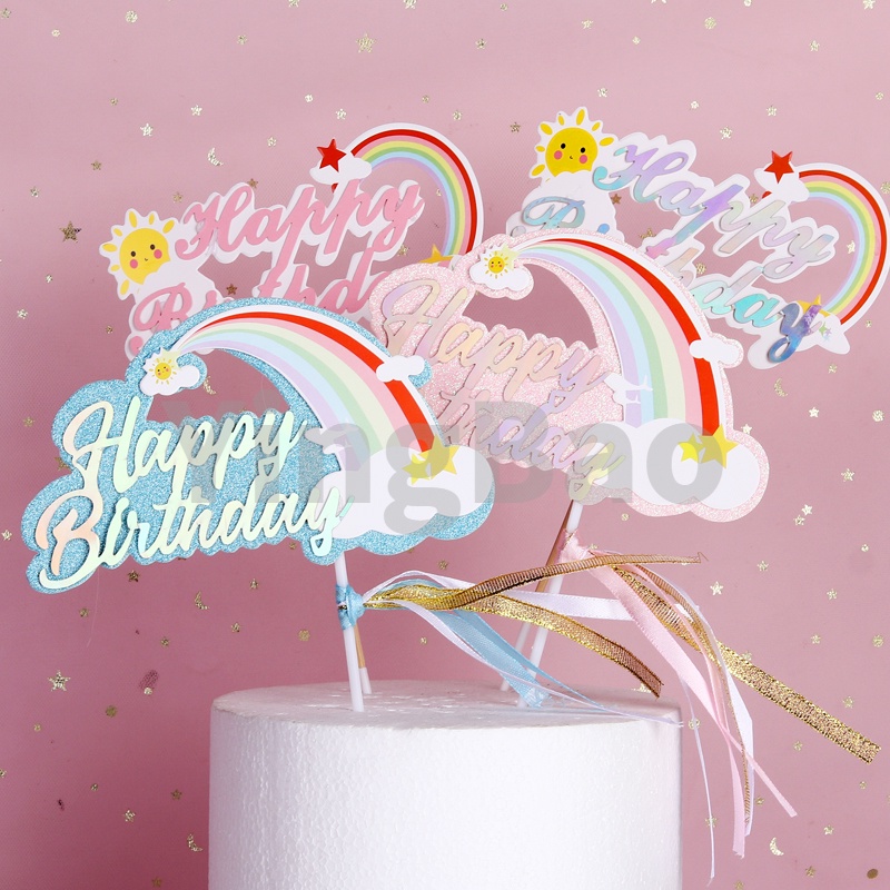 50 Kiểu Chữ Happy Birthday Màu Sắc Cầu Vồng Trang Trí Bánh Kem