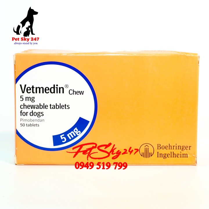 Vetmedin Chewable Tablets 5mg Được Sử Dụng Khi Bị Suy Tim Sung Huyết Ở Chó Vĩ 10 Viên