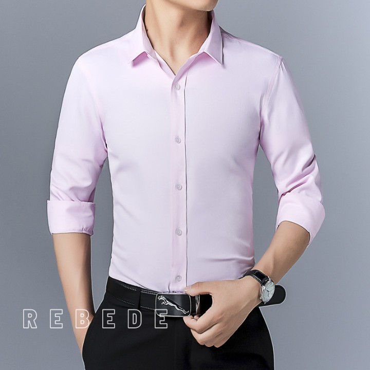 Áo sơ mi nam đẹp dài tay dáng ôm, chất vải lụa cotton cao cấp Rebede Shop - SML