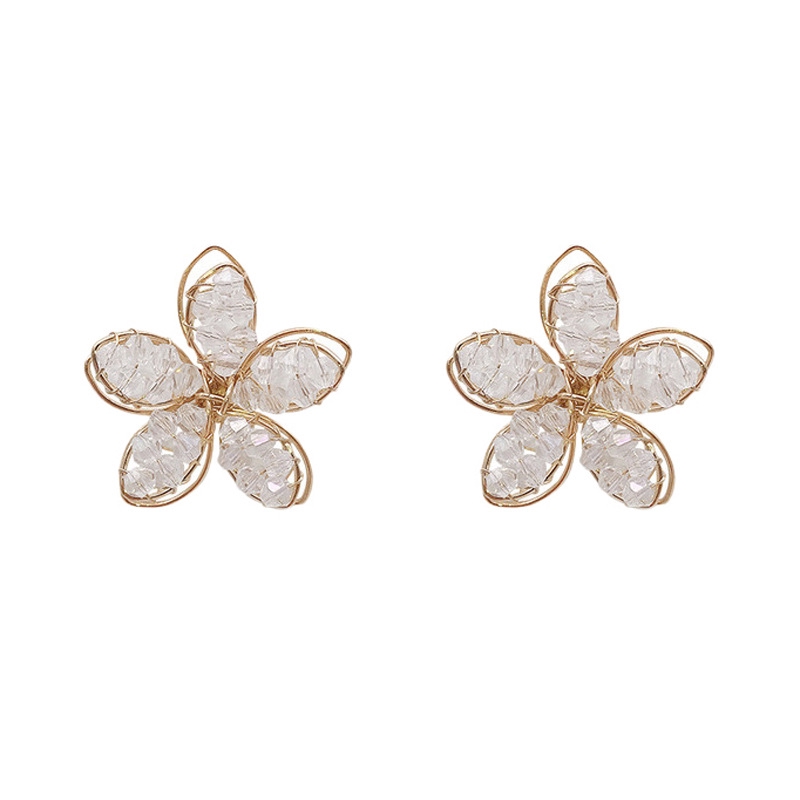 Hoa tai hình hoa đính đá lấp lánh mạ bạc 925 sang trọng