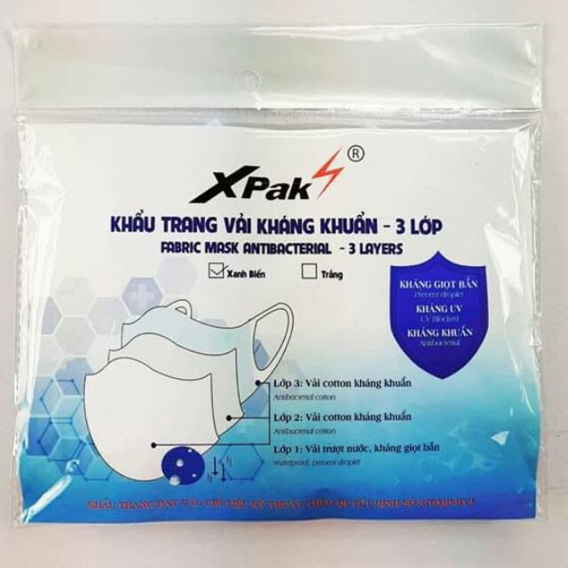 3 cái Khẩu Trang Vải Kháng Khuẩn X pak (3 cái/gói) | BigBuy360 - bigbuy360.vn