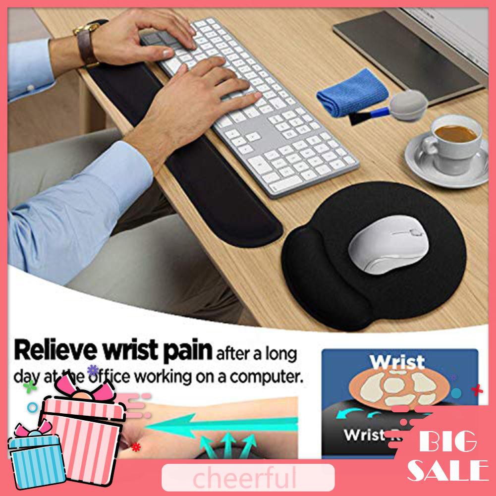 Memory Foam Keyboard Mouse Pad Set Anti-slip Ergonomic Wrist Care Cushion