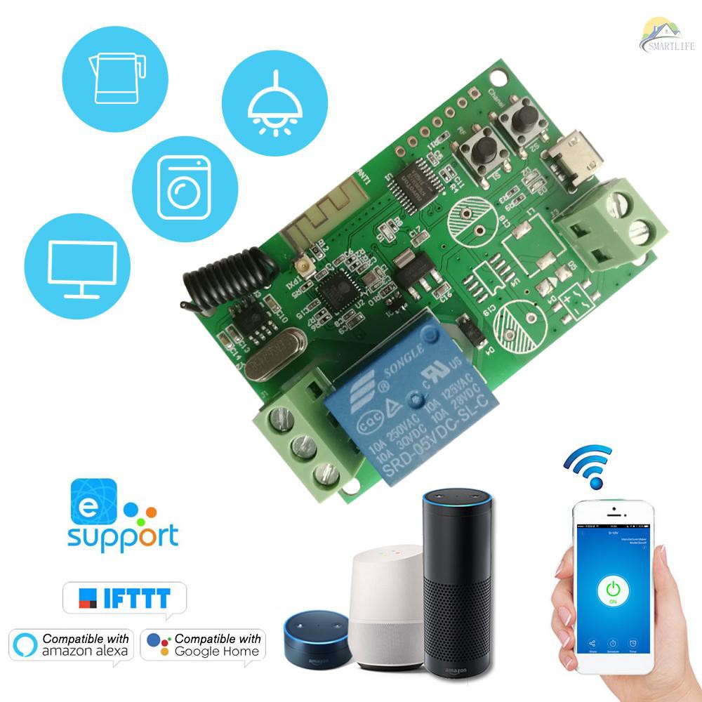 ANDROID ALEXA Công Tắc Điều Khiển Mở Cửa Nhà Thông Minh Ewelink 5v / 12v / 220v Wifi Rf 433mhz Cao Cấp