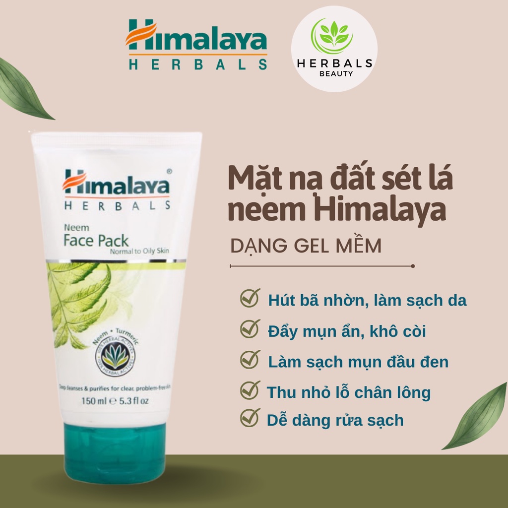 Mặt nạ đất sét lá neem đẩy mụn ẩn hút dầu thừa Himalaya Neem Face Pack 150ml