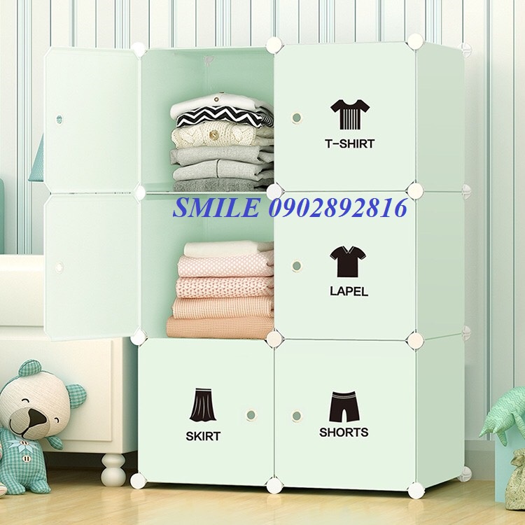 [Freeship] Tủ Lắp Ghép Đa Năng 6 Ô Tặng Chốt Và Búa Để Đồ,Treo Đồ Gấp Gọn Và Tiện Ích