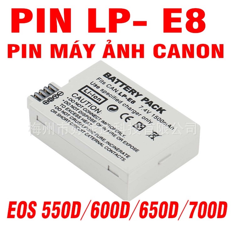 Pin cho máy ảnh Canon LP-E8 LPE8 tương thích Canon 550D 600D 650D 700D