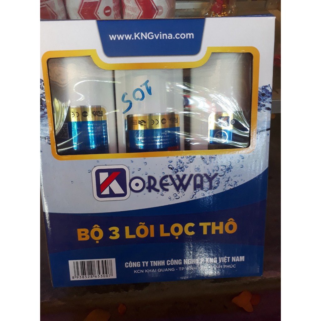 Bộ 3 lõi lọc nước số 1,2,3 dùng cho máy lọc nươớc RO