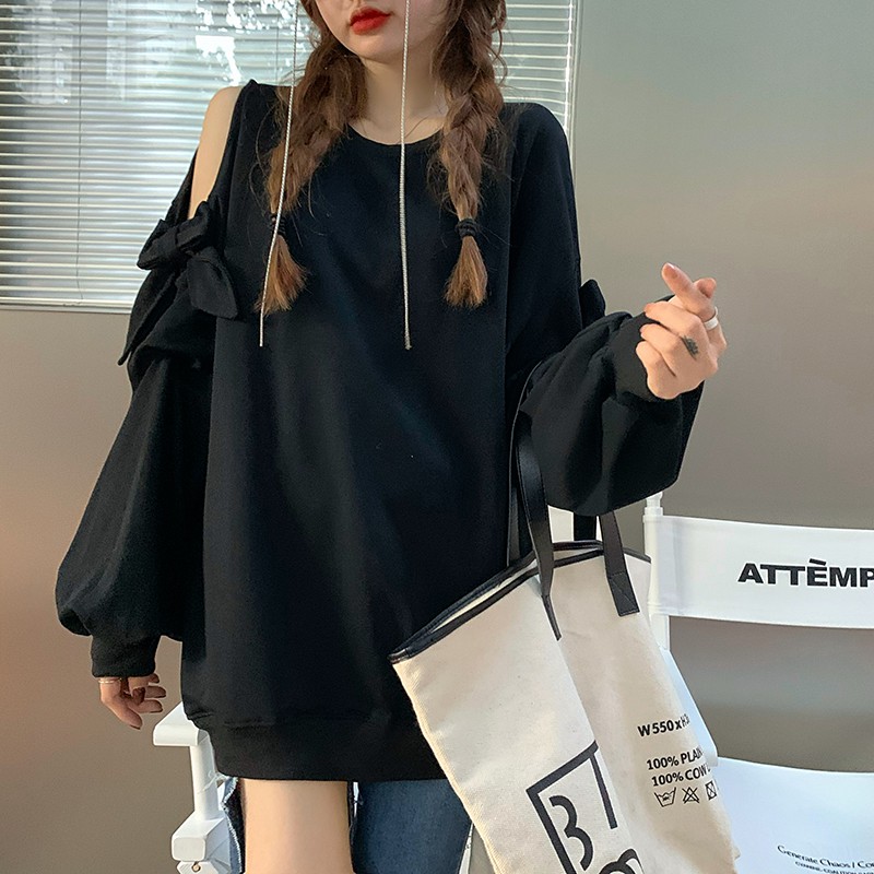 [ORDER] ÁO NỈ OVERSIZE KHOÉT VAI ĐỘC LẠ ULZZANG - KÈM ẢNH FB CUỐI