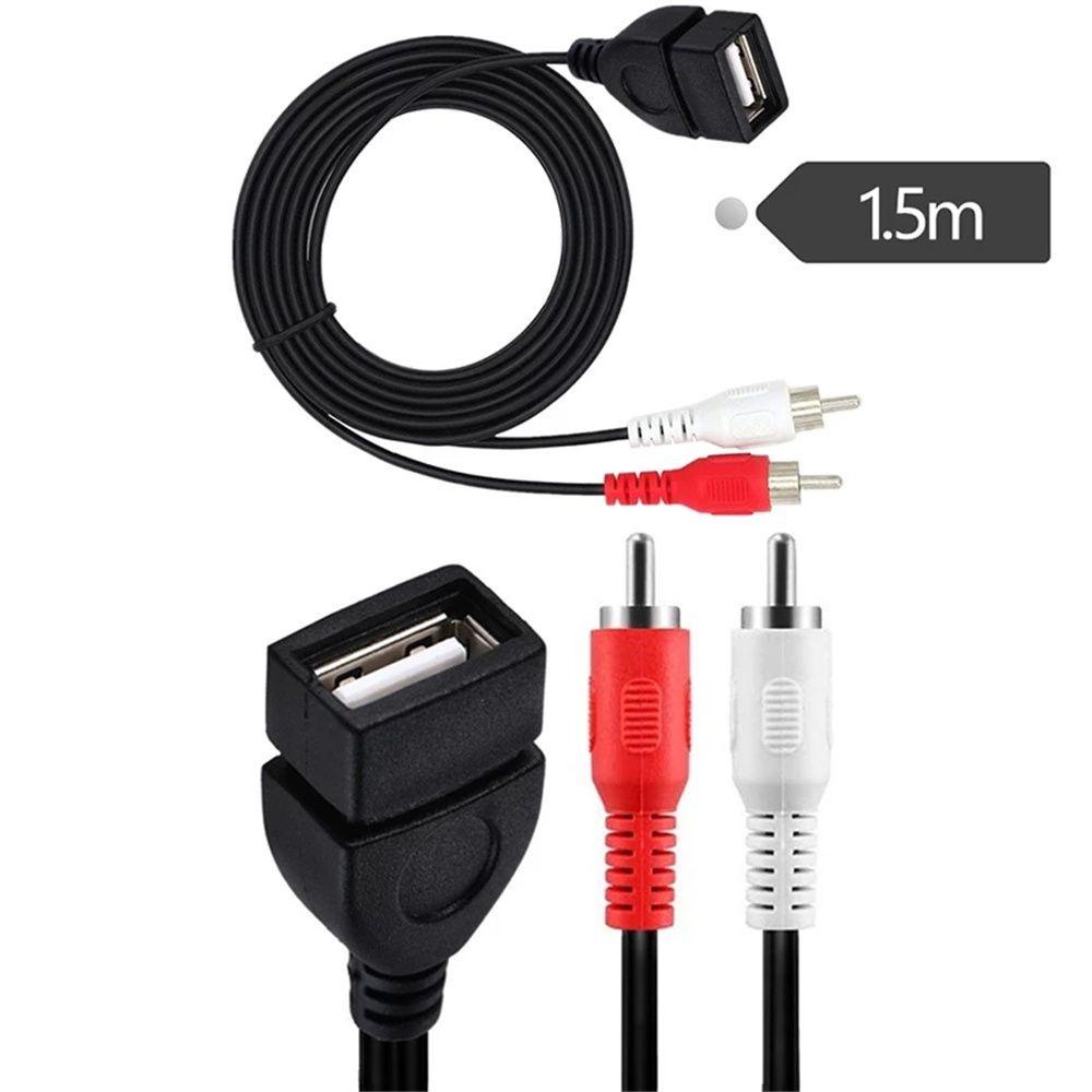 Dây Cáp Âm Thanh Nối Dài 1.5M Cổng USB A Với 2 Cổng RCA