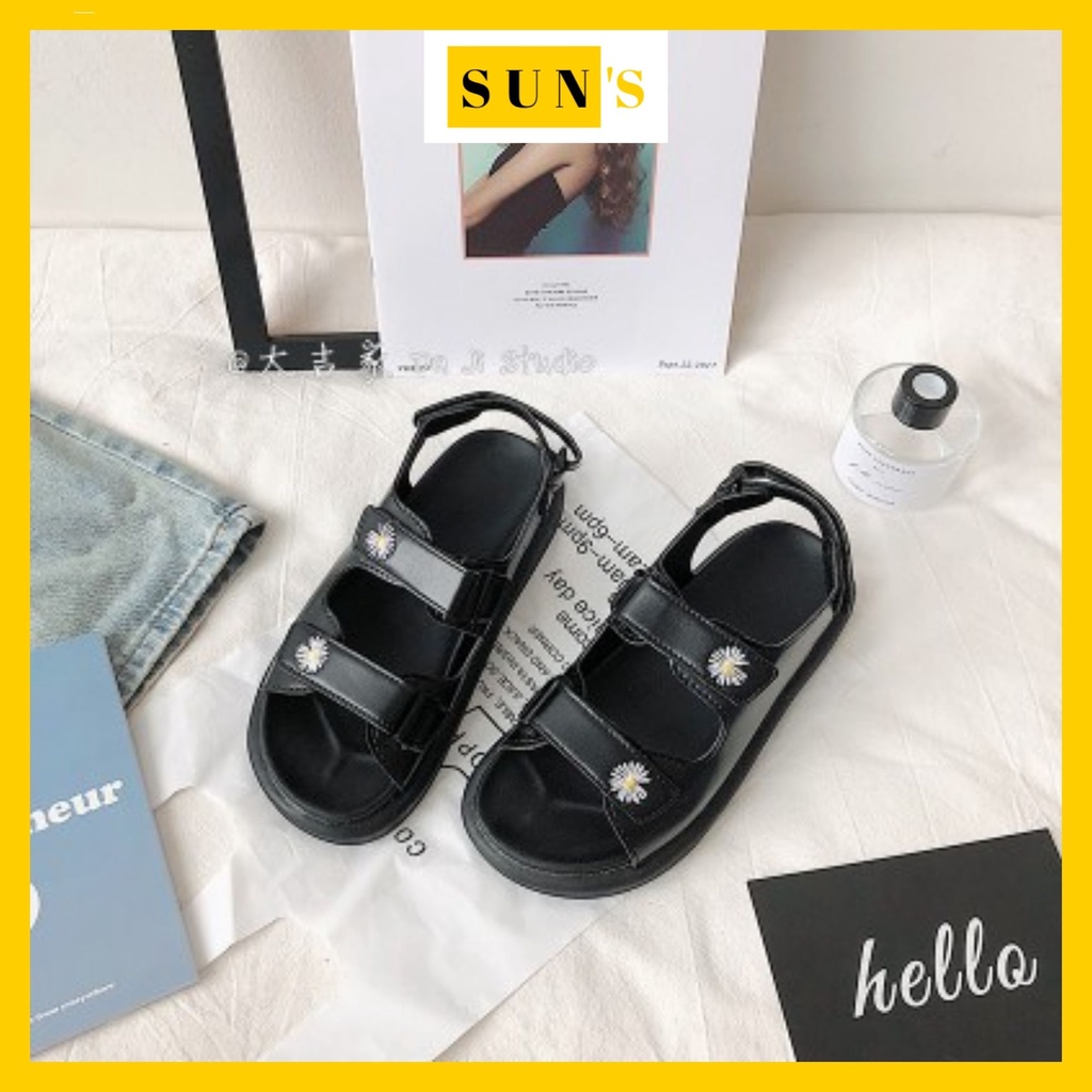 (SẴN) Sandal nữ học sinh quai ngang hoa cúc đế bằng SANDAL67