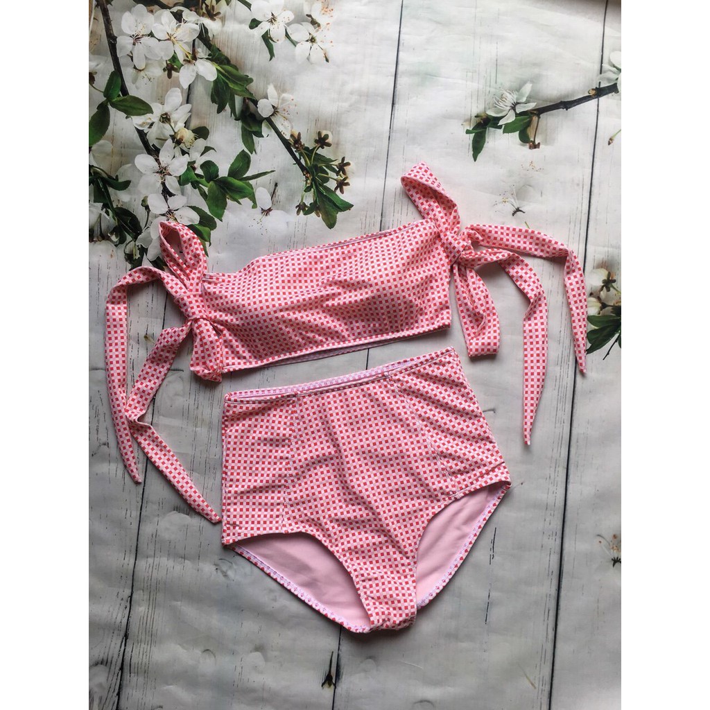 bộ bơi bikini hai mảnh nơ vai dễ thương