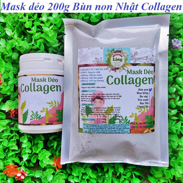 [Sỉ-Rẻ] Mask dẻo 200g Bùn non Nhật Collagen Ling Có giấy VSATTP giấy ĐKKD nhiều công dụng [Lẻ-Sỉ]