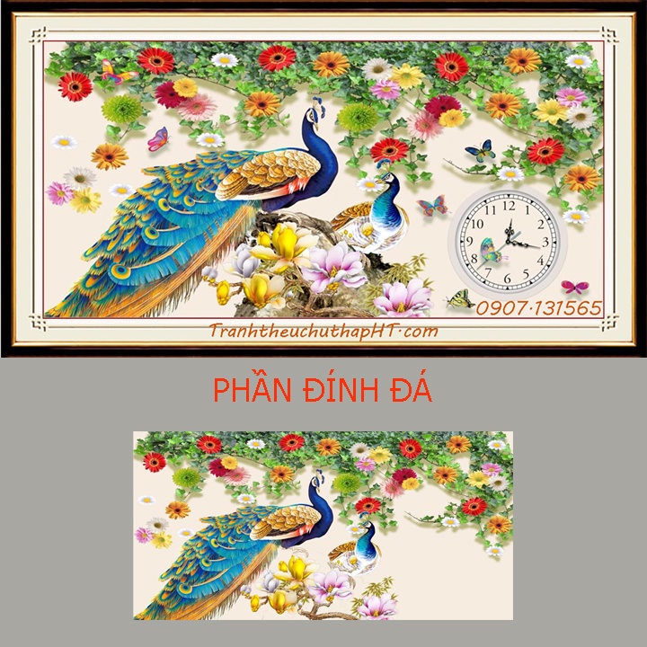 Tranh đính đá Đôi công Hạnh phúc viên mãn VS440: 100*53cm (tự đính)