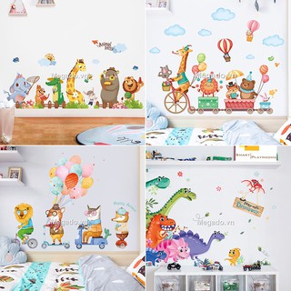 Decal dán tường trẻ em, hình dán con vật hoạt hình