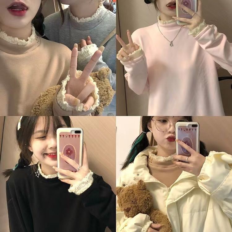 Áo nhung tay dài thêu hình thỏ dễ thương cho nữ