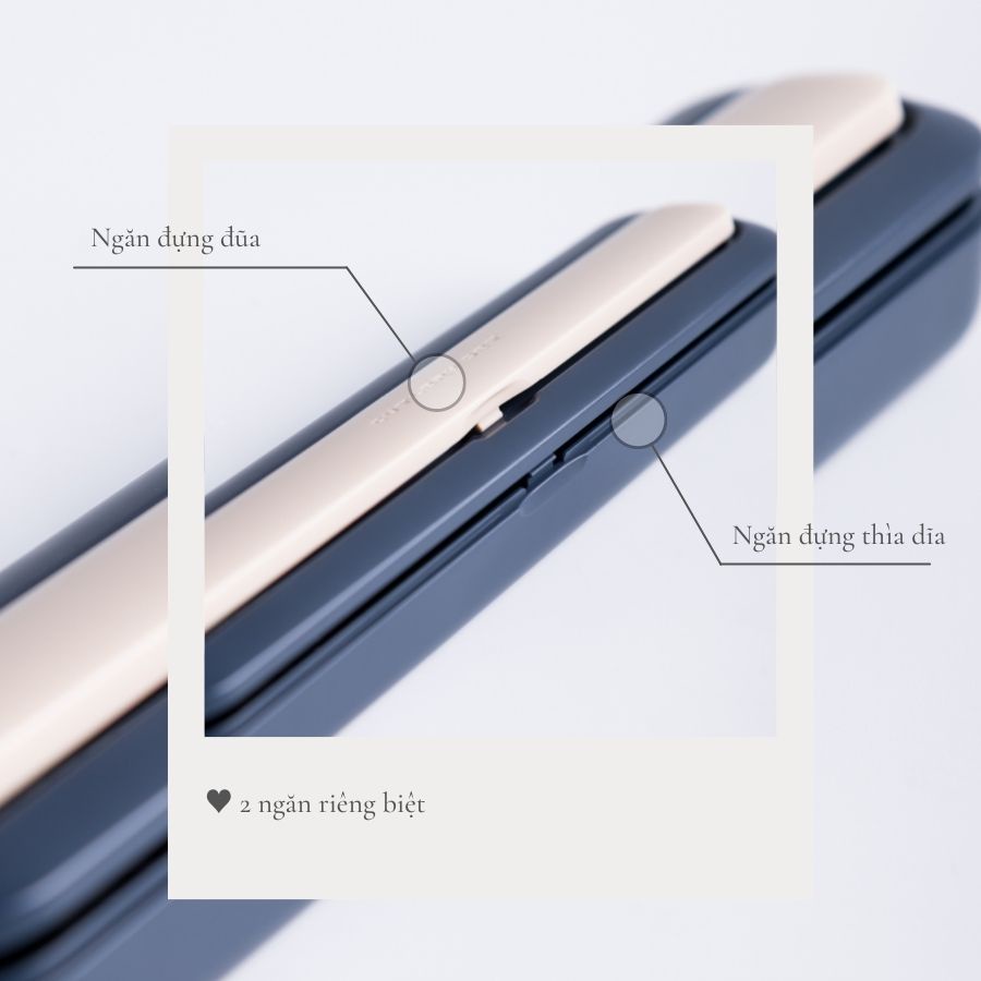 Bộ đũa thìa văn phòng FEEKA cute siêu đẹp 2 ngăn, Bộ thìa đũa cá nhân dễ thương cho dân văn phòng INOX cao cấp