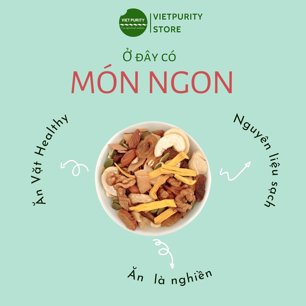Granola siêu hạt ngũ cốc ăn kiêng giảm cân eatclean healthy ăn thô tốt cho bà bầu Vietpurity loại 500g