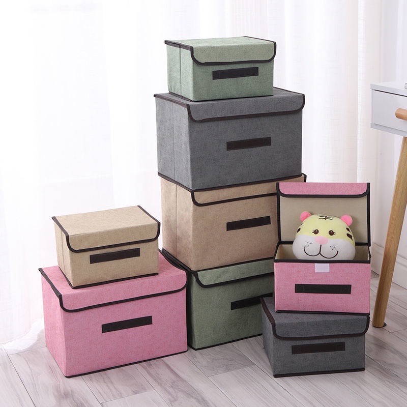 Bộ 2 hộp vải đựng quần áo, giỏ vải đựng đồ tiện loại, hộp bằng vải đựng đồ lót