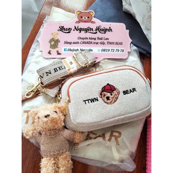 túi ttwn bear chính hãng đeo chéo kèm gấu bông xinh