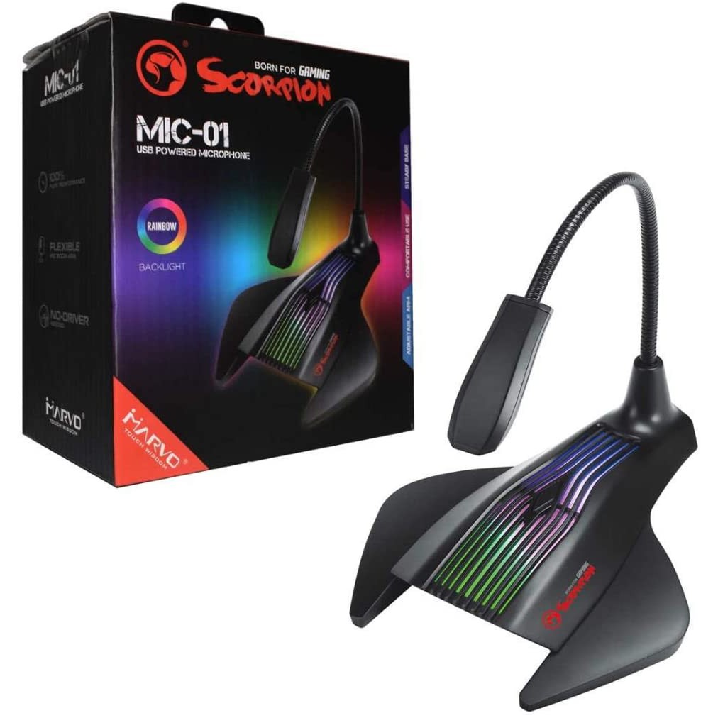 Micro Máy Tính MARVO MIC 01 - ĐÈN LED RGB - Kết Nối Cổng USB. Hàng Chính Hãng, Full Box