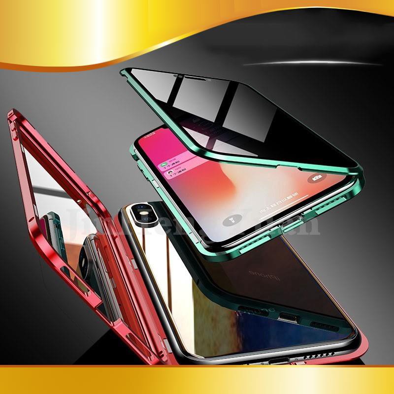 Ốp lưng mặt kính chống nhìn trộm viền kim loại từ tính cho iPhone 6 6s 7 8 Plus X XS MAX XR 11 11Pro 1