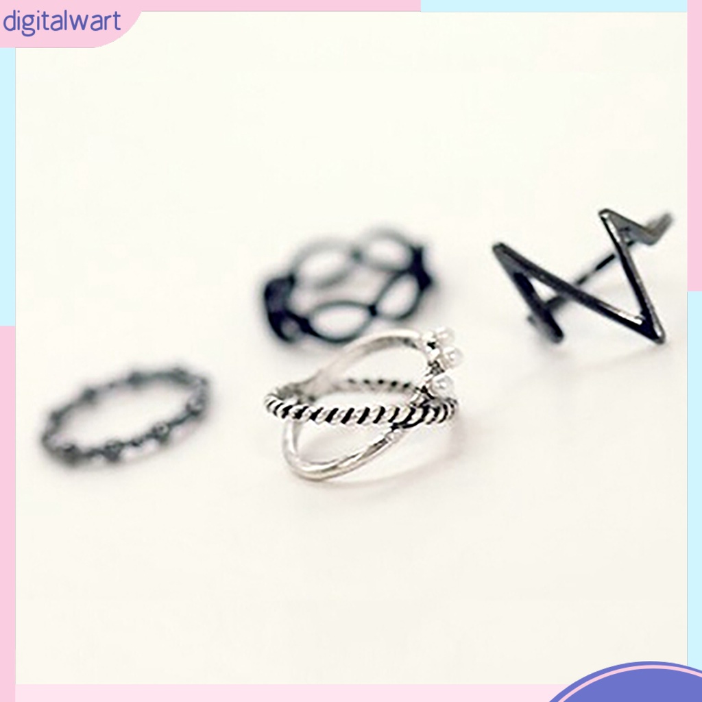Set 4 nhẫn đeo khớp ngón tay màu bạc thời trang cho nữ