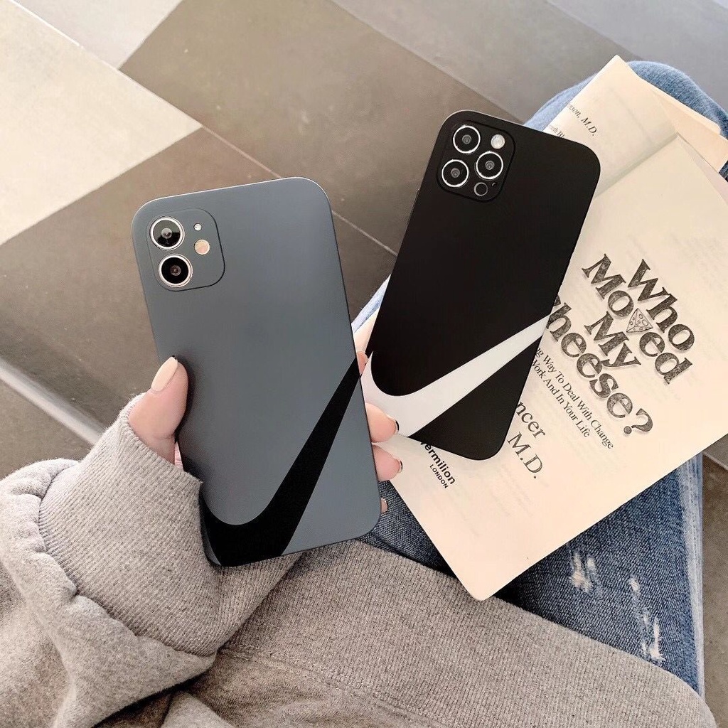 Ốp điện thoại silicon hình nike bảo vệ camera cho IPhone 13promax 12pro max 12mini 11Pro Max XS Max XR SE 2020 7 8 Plus