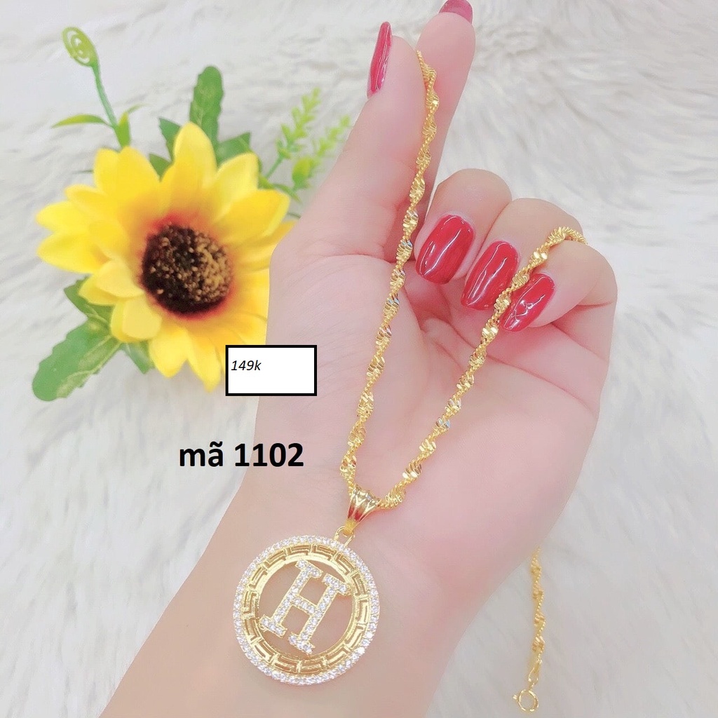 Dây chuyền xoắn mặt chữ H mạ vàng 18k- Trang sức cao cấp