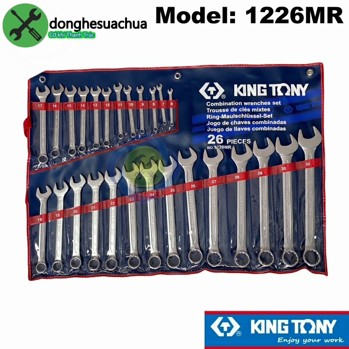 Bộ cờ lê vòng miệng 26 chi tiết 6-32mm Kingtony 1226MR