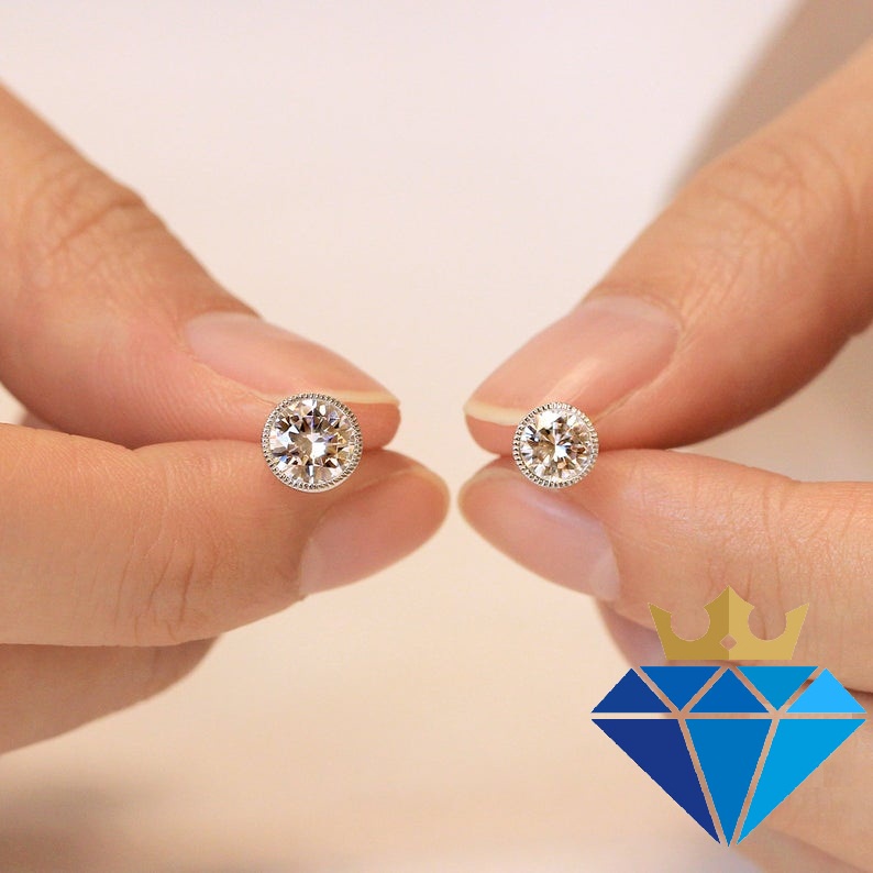 Bông tai Kim cương Moissanite bạc 925 xi bạch kim sang trọng - Mẫu số 8