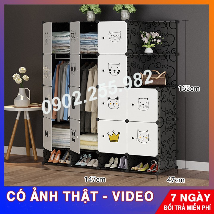 [RẺ NHẤT SHOPEE] TỦ NHỰA LẮP GHÉP 16 Ô + 4 GIÀY THÂN HỒNG - CỬA MẶT CƯỜI NGỘ NGHĨNH ĐỂ ĐỒ ĐA NĂNG THÔNG MINH sâu 47cm