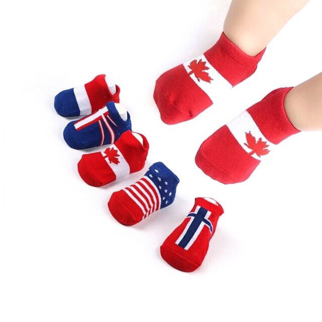 TUYỆT PHẨM CHO BÉ YÊU - COMBO 10 đôi tất cờ cổ ngắn Kids chống trơn cực đẹp
