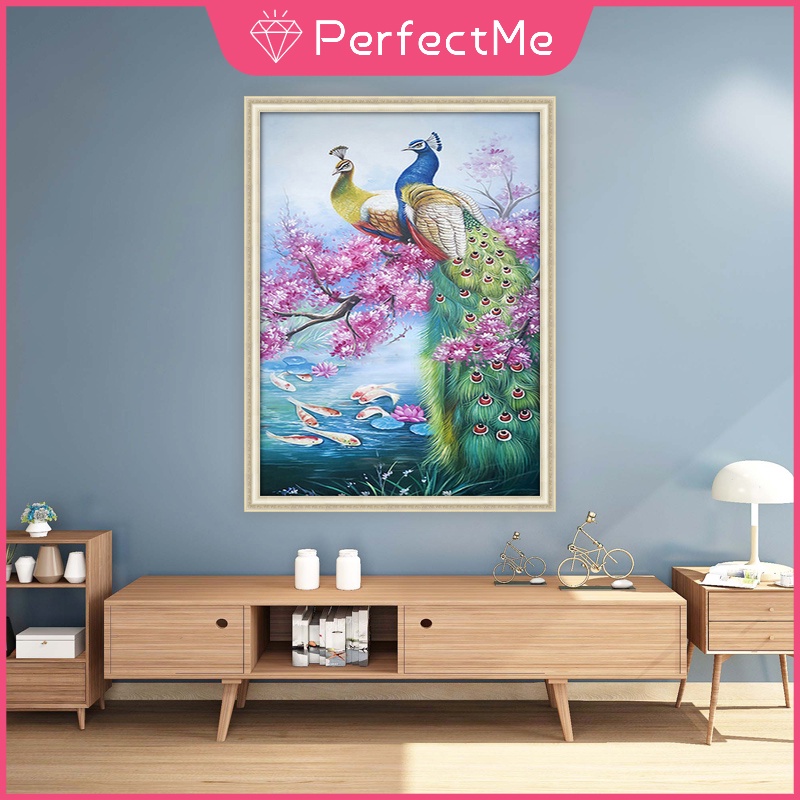 Bộ Tranh Đính Đá 5D Tự Làm Hình Chim Công 60x80cm