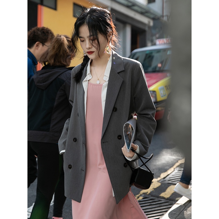 Áo khoác blazer nữ có nắp túi 2 lớp