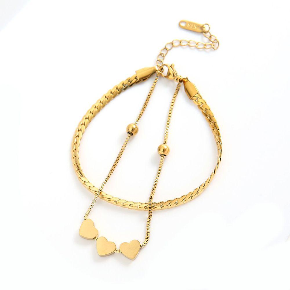 Vòng Đeo Tay Bằng Thép Titan Hình Trái Tim Phong Cách Hip Hop Thời Trang Dành Cho Nữ