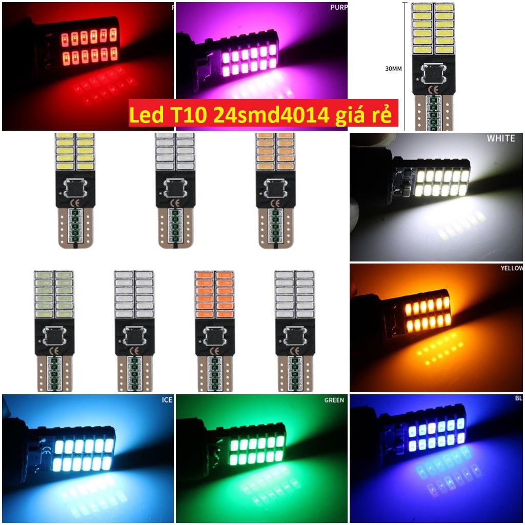 (Loại 2) Led T10 24smd 4014 cho demi xi-nhan xe máy ô tô (giá 1 bóng)