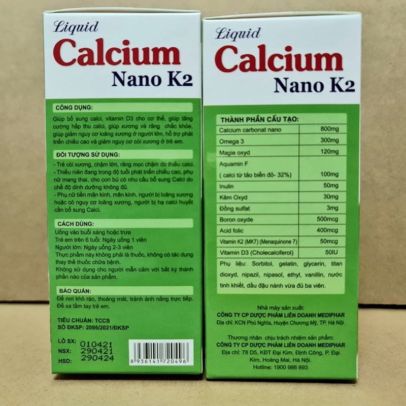 Viên uống LIQUID CALCIUM NANO K2 phù hợp với trẻ em, thanh thiếu niên, Phụ nữ có thai và cho con bú.
