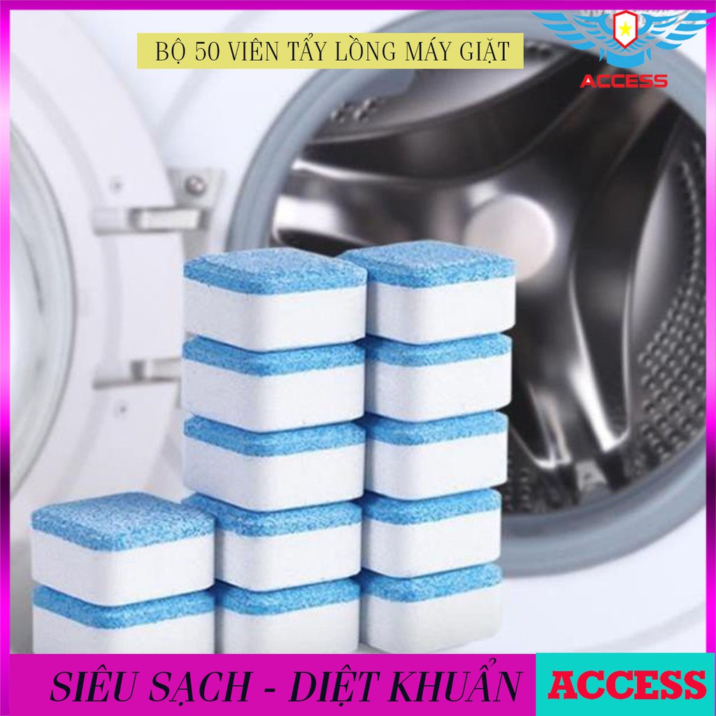 Bộ 50 Viên Tẩy Vệ Sinh Lồng Máy Giặt Diệt khuẩn Và Tẩy Chất Cặn Lồng Máy Giặt Hiệu Quả
