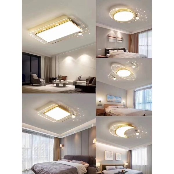 Đèn ốp trần 3 chế độ trang trí phòng khách,phòng ngủ phi 530 -600mm