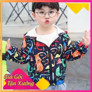 Áo khoác gió in khủng long xuất Hàn bé trai 3-8 tuổi