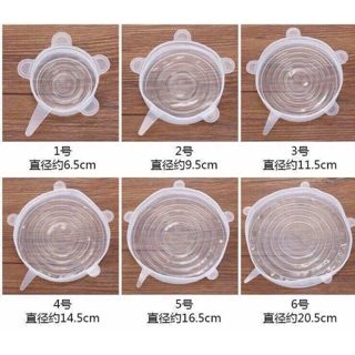 [ hàng có sănx] Bộ 6 nắp bọc thực phẩm , 6 miếng Silicon co dãn chịu nhiệt đậy chén bát đa năng