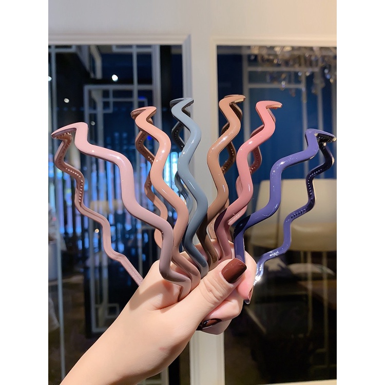 Băng đô cài tóc gợn sóng màu pastel xinh xắn 6025